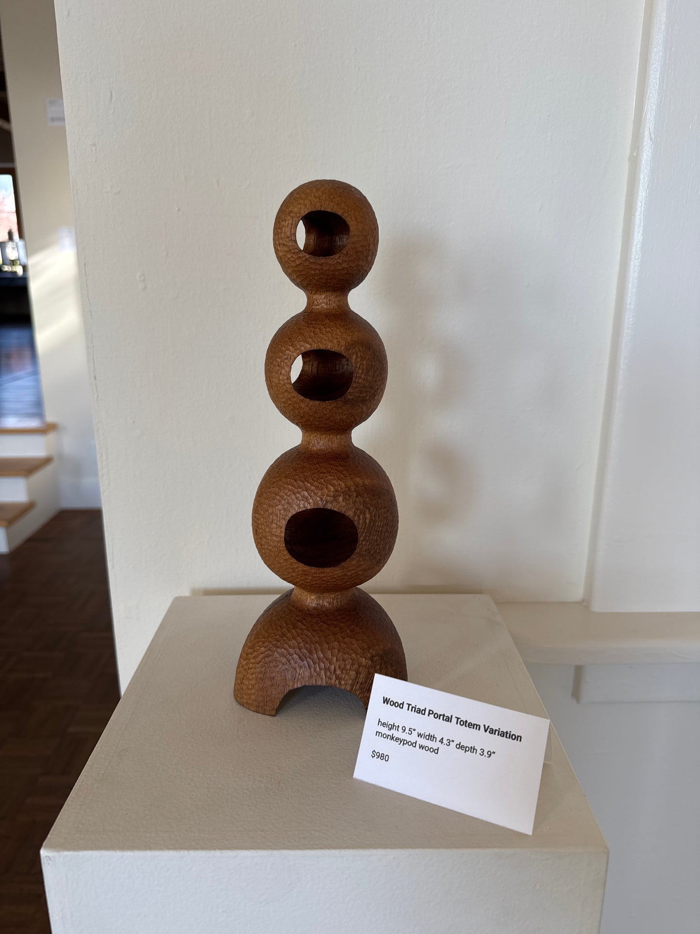 AG-2604 wood triad portal totem variation monkeypod wood