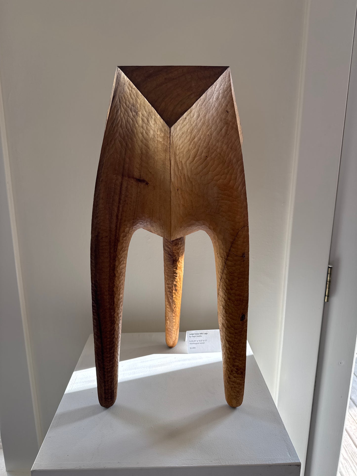 AG-2602 large icosa with legs monkeypod wood